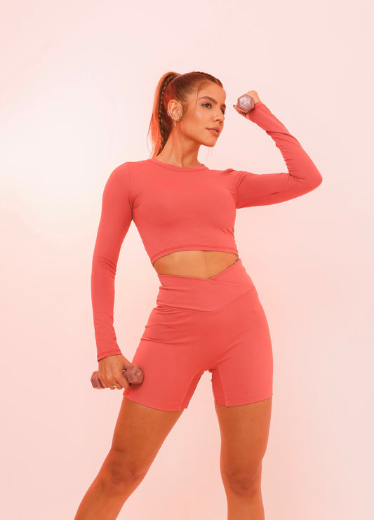 Crossover Waist Shorts – Terracotta