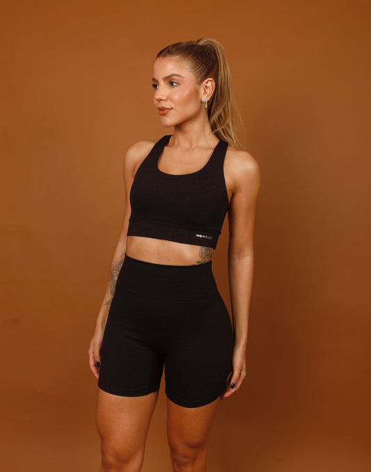Textured Black Racerback Top